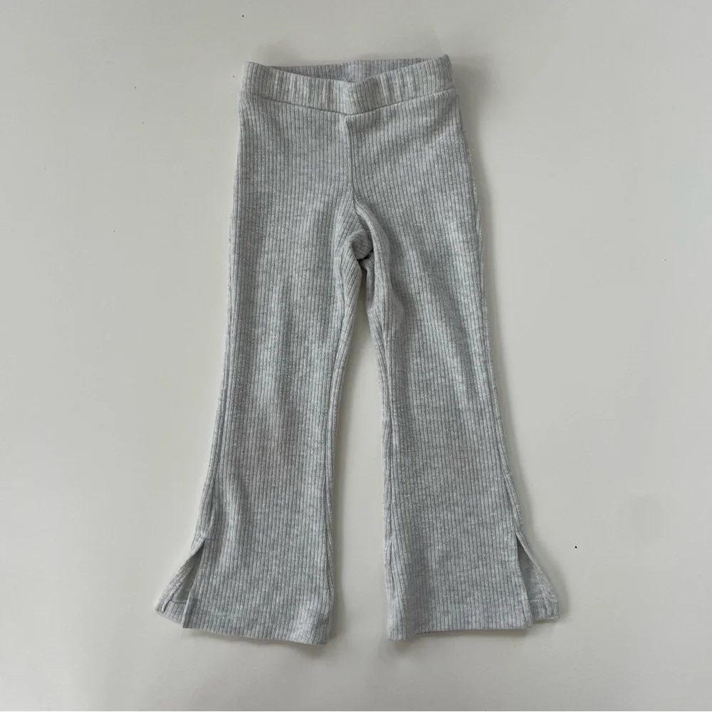 Old Navy Little Girls Grey Gray Cropped Ribbed Hoodie Flare Pant Set Size XS/5